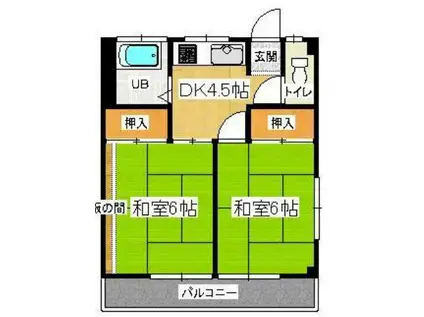 タカギアパート(2K/2階)の間取り写真