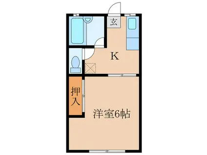 ユースハイツ(1K/1階)の間取り写真