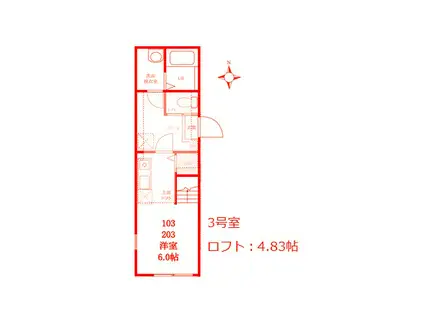 ハーミットクラブハウス戸塚K(ワンルーム/1階)の間取り写真