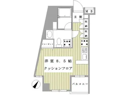 プレサージュ西横浜(ワンルーム/2階)の間取り写真