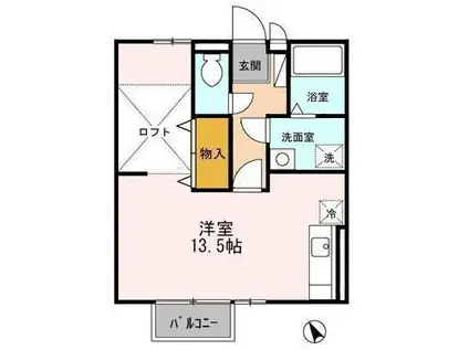 コモンライフC・D(ワンルーム/2階)の間取り写真