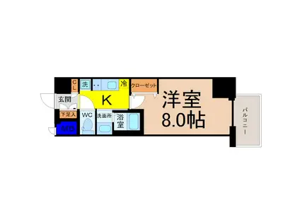 エステムコート名古屋グランツ(1K/11階)の間取り写真