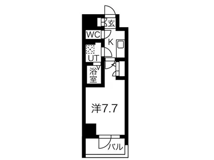 ソルテラス大阪城東(1K/12階)の間取り写真
