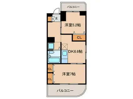 仙台坂アルカディア(2DK/4階)の間取り写真