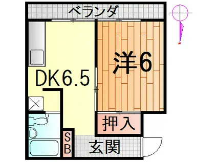 花笠マンション(1DK/4階)の間取り写真