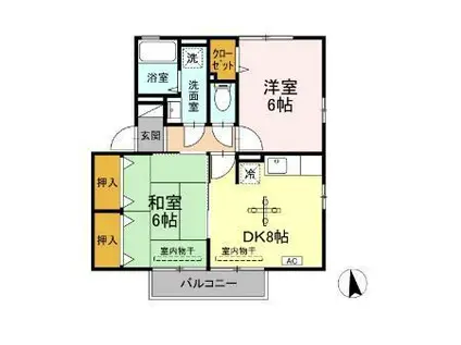 エスポアール日ノ出(2DK/2階)の間取り写真