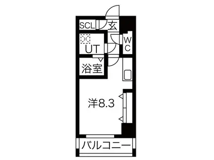 レジデンシア泉II(ワンルーム/8階)の間取り写真