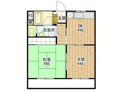 中央ハイツ(2DK/2階)の間取り写真