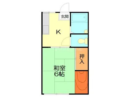 猪俣ハイツ(1K/2階)の間取り写真