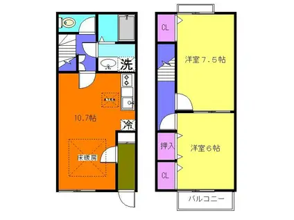 HAYAKAWA 1(2LDK/1階)の間取り写真