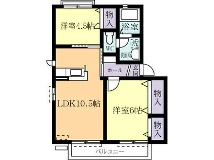 エーデル小松(2LDK/2階)の間取り写真
