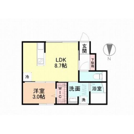 BASE稲荷元町II(1LDK/1階)の間取り写真