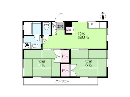 江川ハイム(2DK/2階)の間取り写真