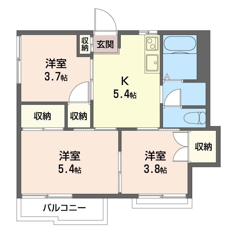 ハイツアイA(3K/2階)の間取り写真