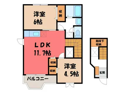 サウス・ウィンド A(2LDK/2階)の間取り写真