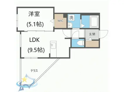 ビッグレジデンス山の手(1LDK/1階)の間取り写真