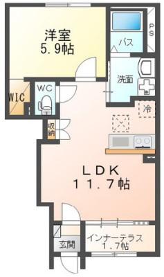クレストハイム(1LDK/1階)の間取り写真