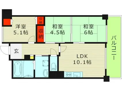 サンライト鶴見(3LDK/1階)の間取り写真