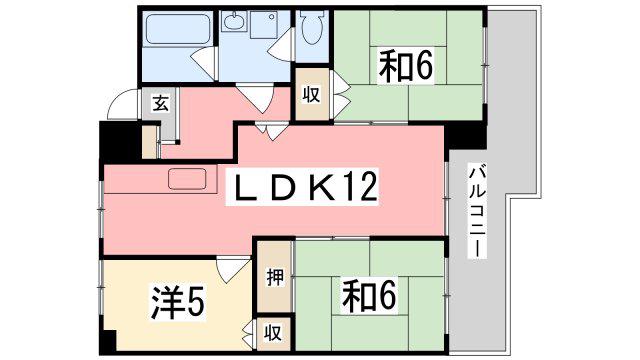 ブエナビスタ姫路青山ウエスト(3LDK/4階)の間取り写真