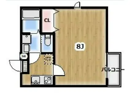 AMBITION恩名(1K/2階)の間取り写真