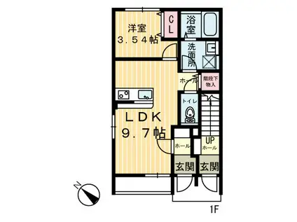 ラウレア(1LDK/1階)の間取り写真