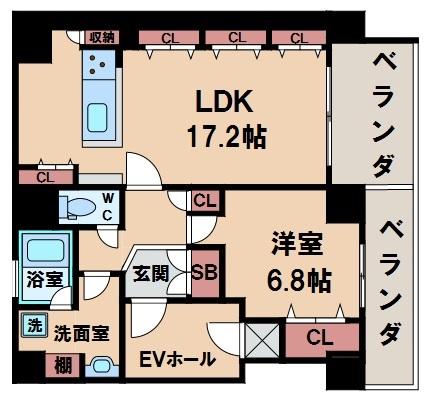 グランテージ国分町(1LDK/4階)の間取り写真