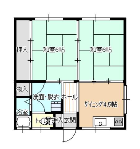 水呑向丘アパート(2DK/2階)の間取り写真
