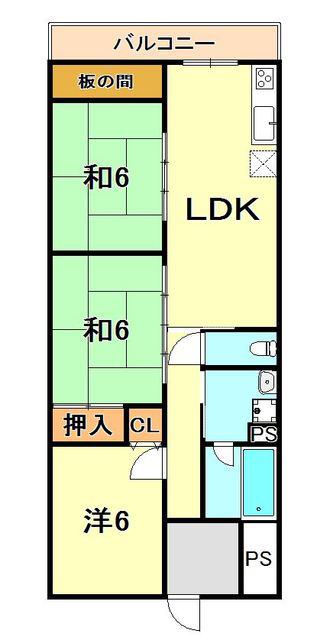 プレアール白水(3LDK/3階)の間取り写真