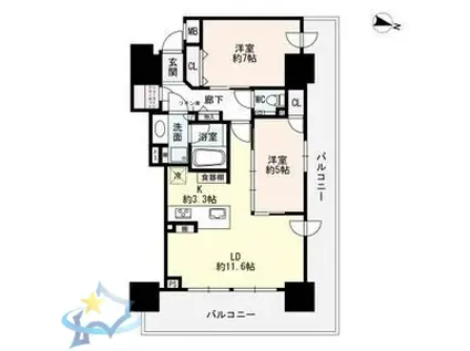 ザ・タワーズフロンティア札幌(2LDK/16階)の間取り写真