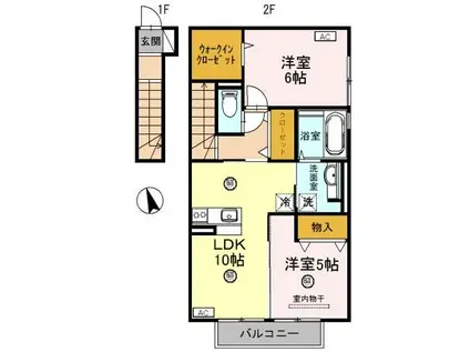ルーチェ木ノ本(2LDK/2階)の間取り写真