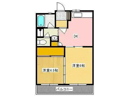 ピースI(2DK/3階)の間取り写真