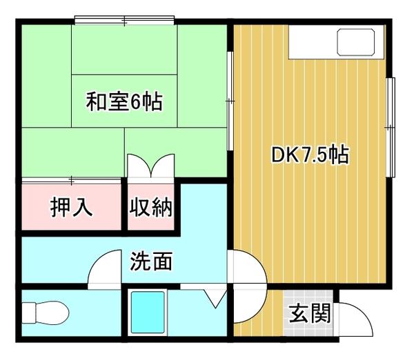 ハラマンション(1DK/1階)の間取り写真