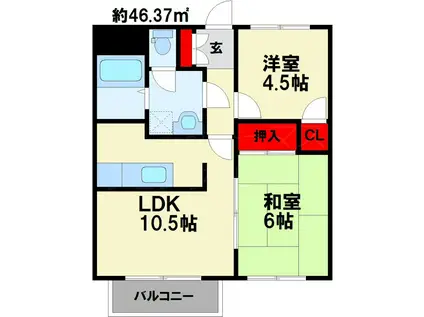 メゾン・ド・フォレット(2LDK/1階)の間取り写真