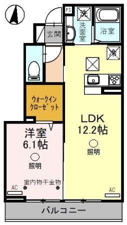 CASA DATE B(1LDK/1階)の間取り写真