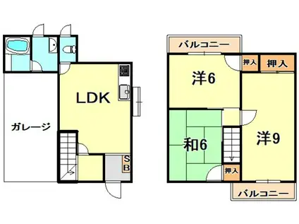西神グリーンハイツ(3LDK/1階)の間取り写真