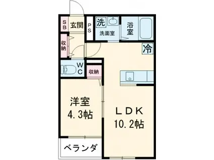 ラ・メリーナ(1LDK/1階)の間取り写真