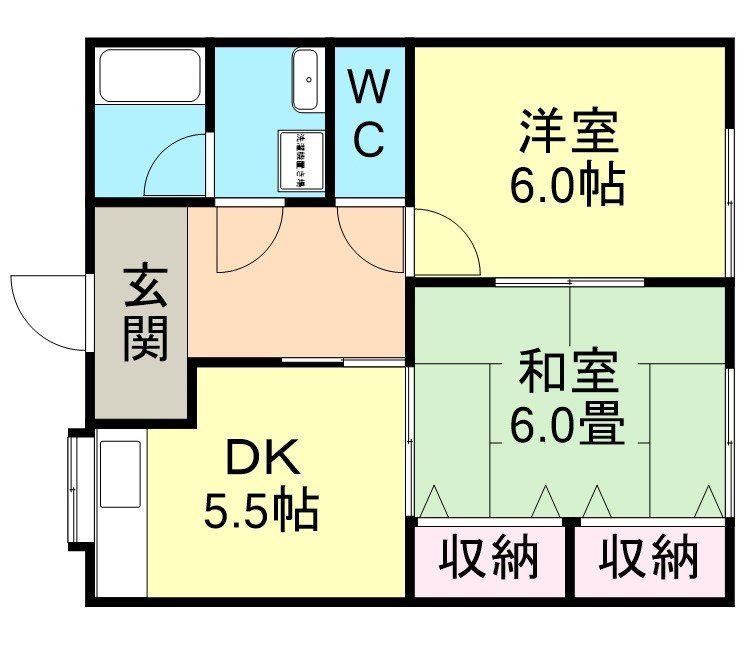ベルフルール(2DK/1階)の間取り写真