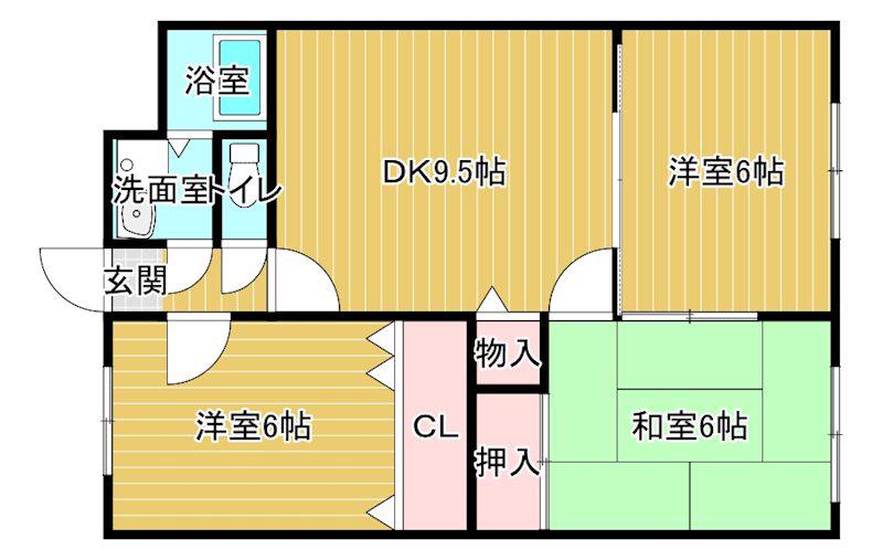 メゾンヴィサージュ2(3DK/3階)の間取り写真