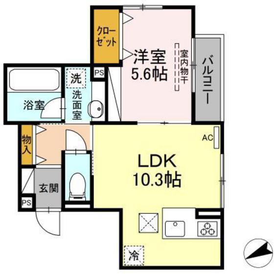 BAMBOO GRASS舟入(1LDK/1階)の間取り写真
