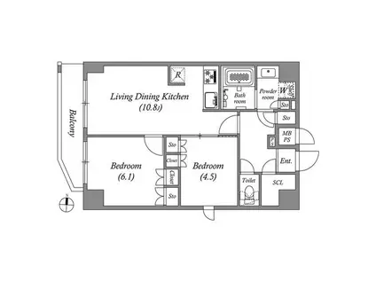 GRAN PASEO本所吾妻橋(2LDK/8階)の間取り写真
