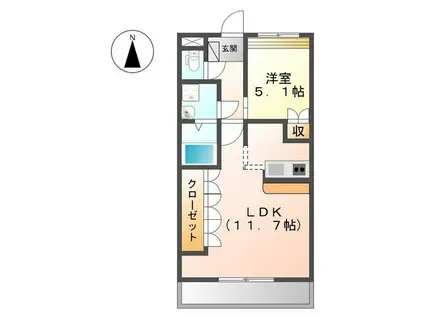 サザンクロス(1LDK/2階)の間取り写真