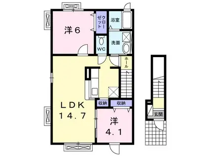 プランドール(2LDK/2階)の間取り写真