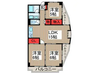 グランドカ―サ 武蔵野(3LDK/3階)の間取り写真