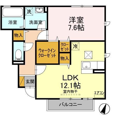 アルブルコート II(1LDK/1階)の間取り写真