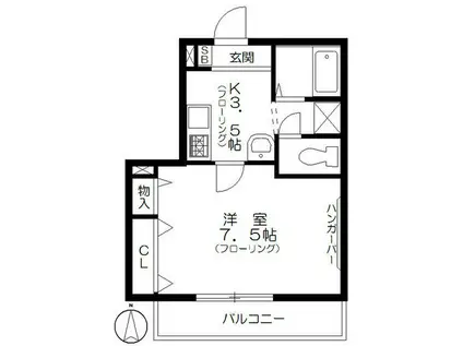 LA FERMATA都立家政(1K/1階)の間取り写真