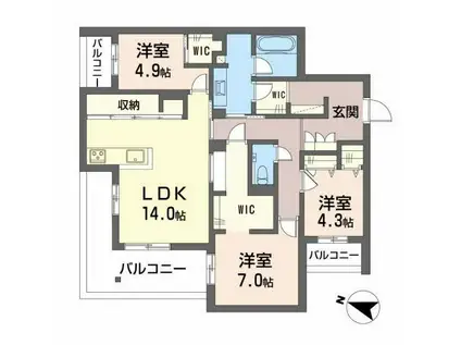 ELENA大江(3LDK/2階)の間取り写真