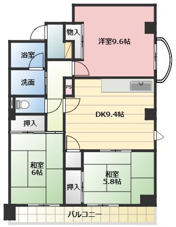ホリホックイン和田(3DK/3階)の間取り写真