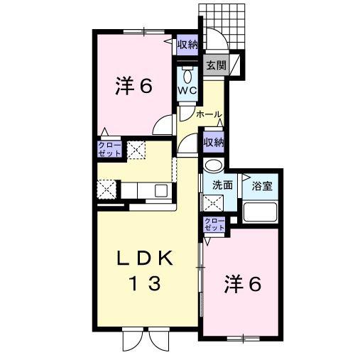 ホワイトスクエア(2LDK/1階)の間取り写真