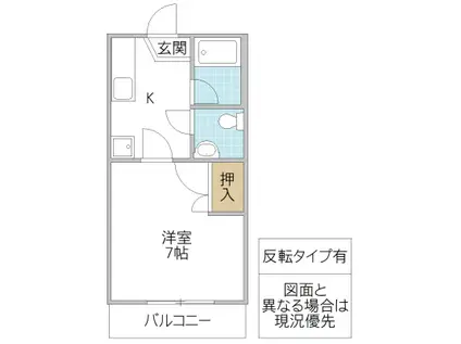 オリーブハウスB棟(1K/2階)の間取り写真