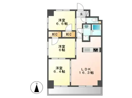 S-FORT 鶴舞 REALE(3LDK/3階)の間取り写真